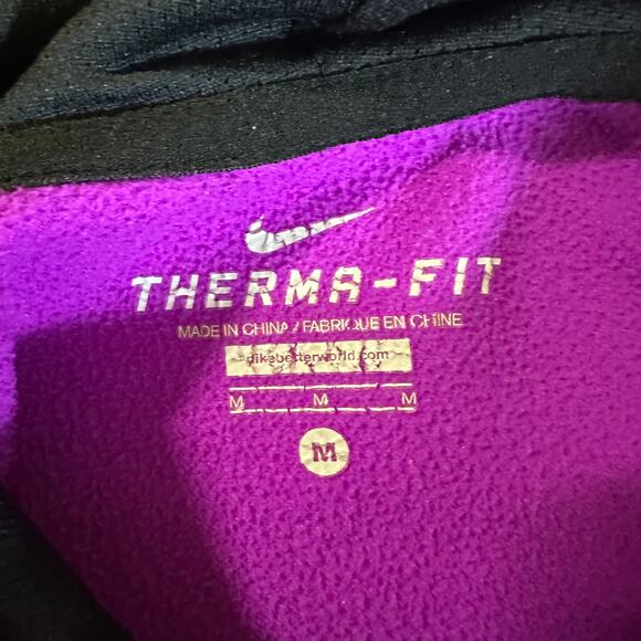 Nike Women's Therma-Fit‎ Hoodie Medium Purple and Black Workout Running - Picture 4 of 6